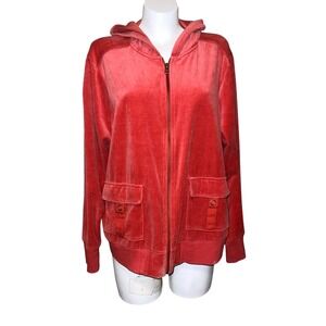 Cato Blazer Jacket‎ Hoodie Crushed Velvet Pockets Women's Size Plus 18/20 Orange